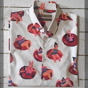 TARA BOOTH SS Button-Down Shirt Rock Soup S Tubing